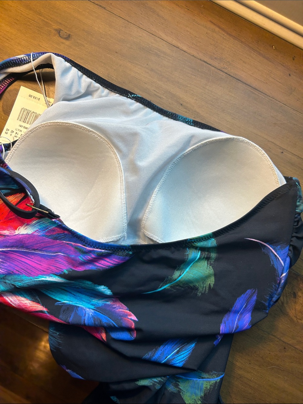Gottex Black One-Piece Swimsuit with Vibrant Feather Print - Picture 4 of 5